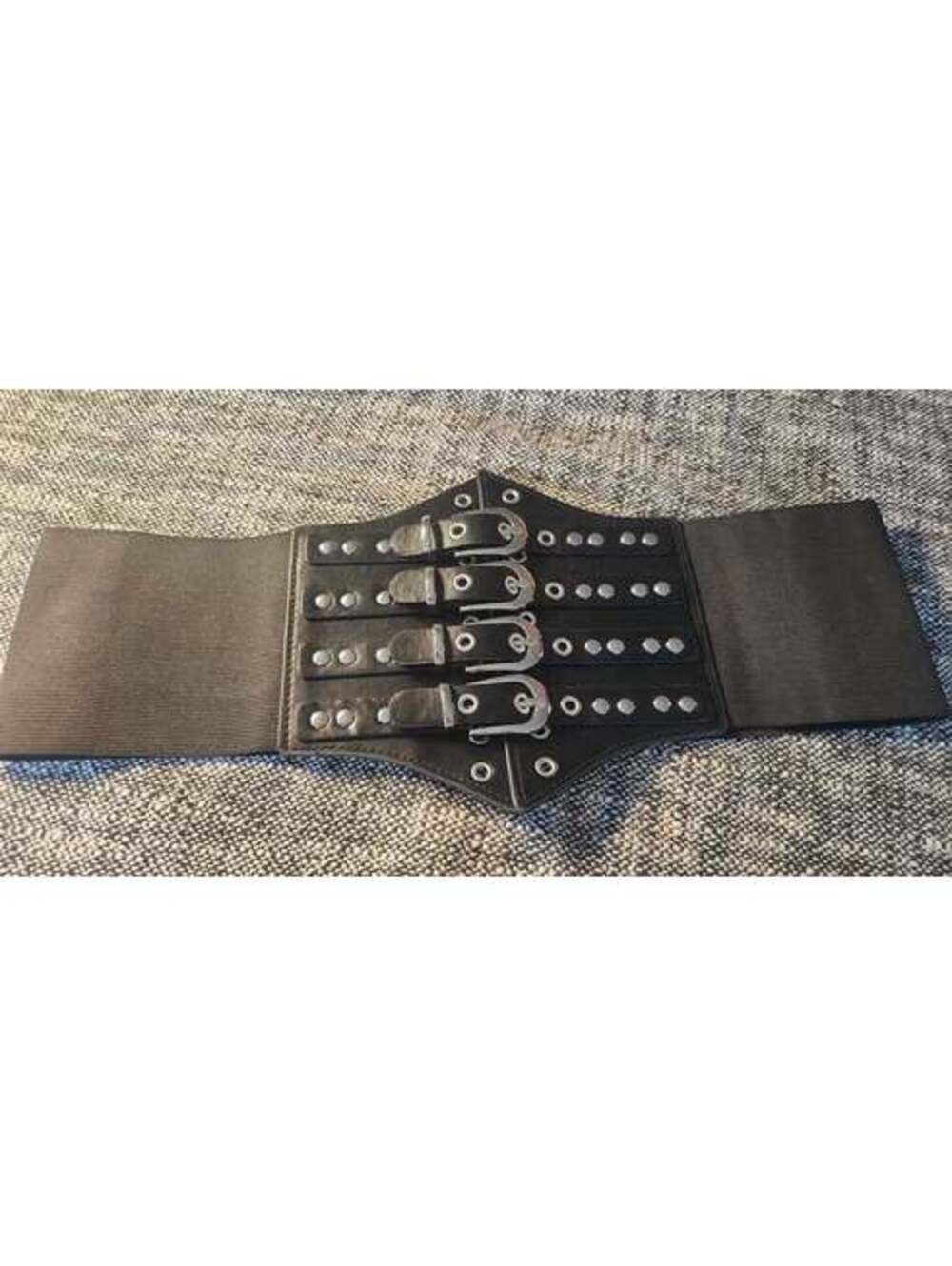 Blackheart Gothic Punk Adjustable Elastic Corset Belt with Buckles and Studs
